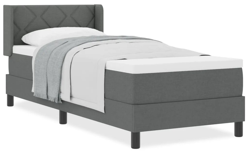 Boxspring Ágy Matraccal – Sötétszürke, 80 x 200 cm Szövet