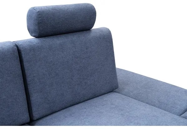 Ágyazható kárpitozott L-alakú sarok ülőgarnitúra tárolóhellyel AVESTA, jobbos, kék