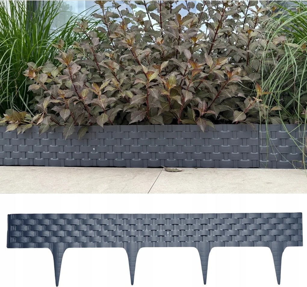 Palisada gyepszegély Rattan 0,8 mb antracit Kerti dekoratív