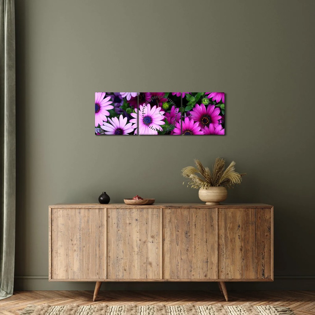 Kép - Virágok (órával) (90x30 cm)