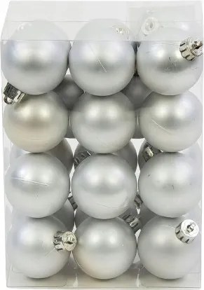 24 X Bombák Medálok Karácsonyfa Dekoráció Gömbök 4CM Karácsony 24DB Matt ezüst