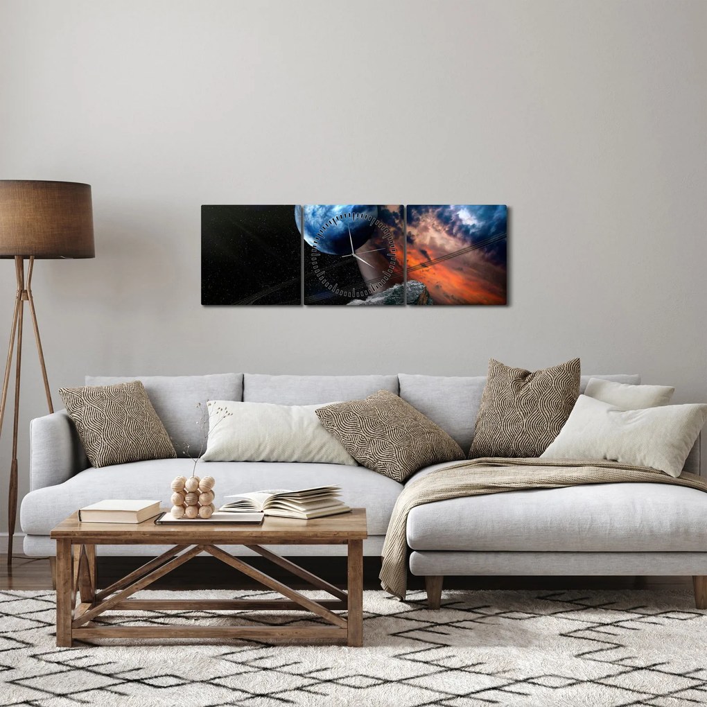 Egy bolygó képe az űrben (órával) (90x30 cm)