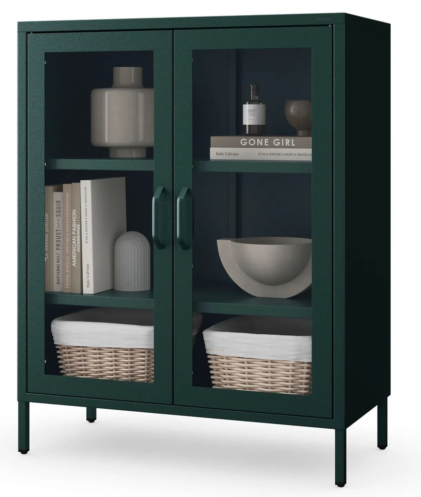 Vitrin GINA, 800 x 1015 x 400 mm, Modern: palack zöld