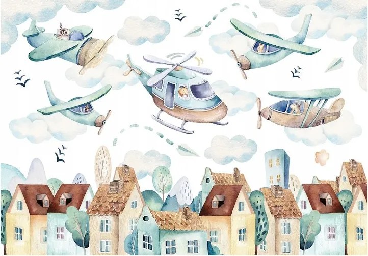 Gyerekszoba Tapéta Felhők Repülőgépek Fotótapéta Gyerekeknek 368x254