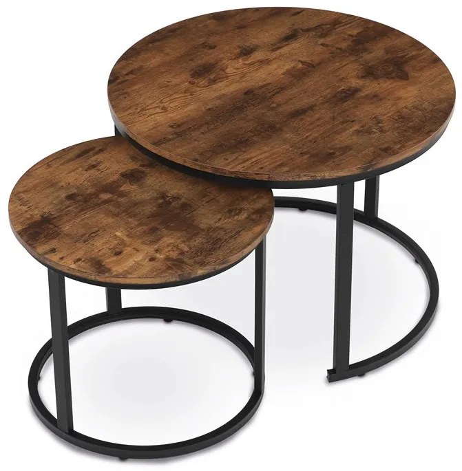 Set de mese de cafea din 2 piese, blat din MDF cu decor marmură, cadru metalic