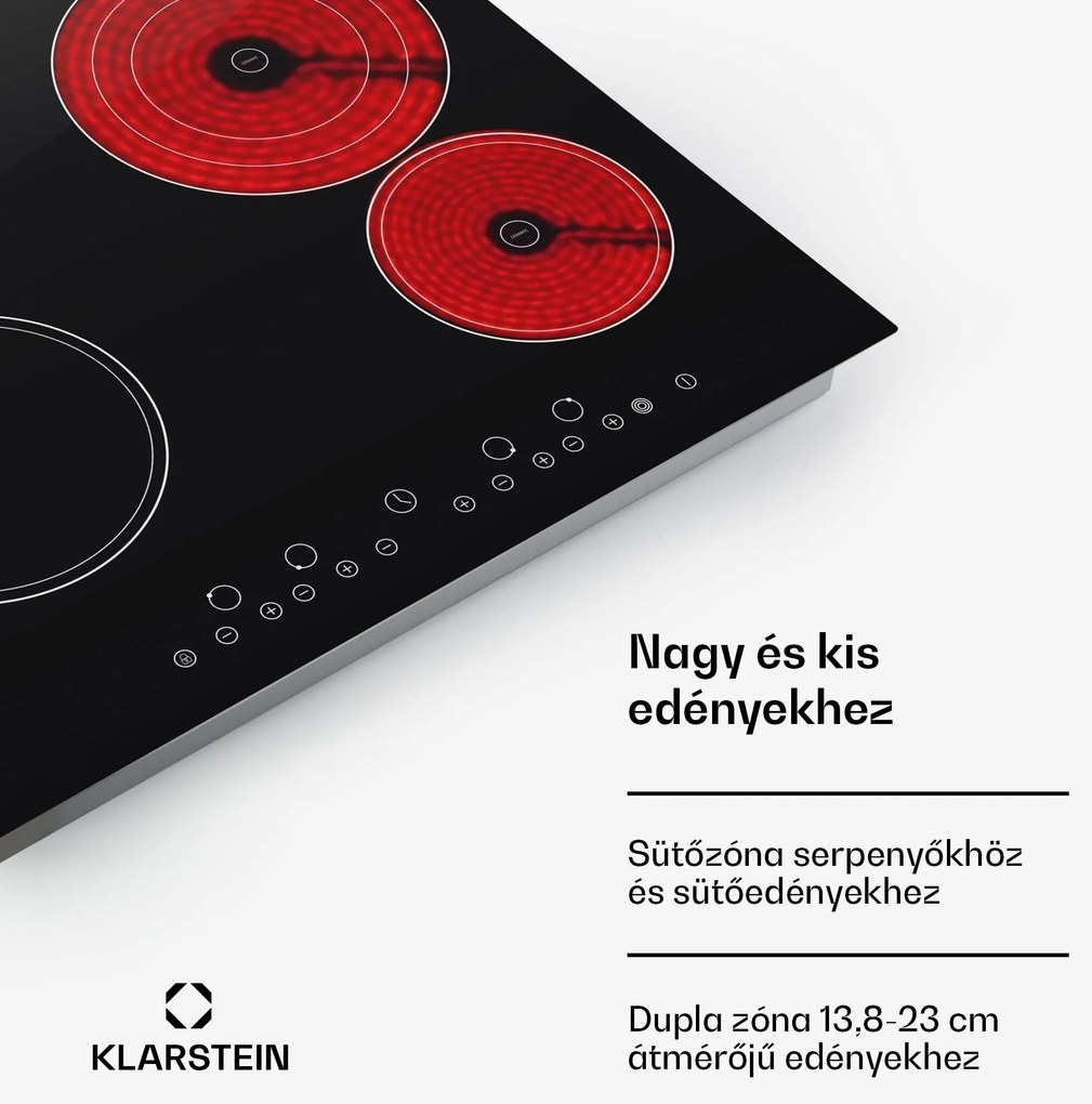Klarstein Virtuosa, beépített főzőlap, 6500 W, 59 x 52 cm, üvegkerámia