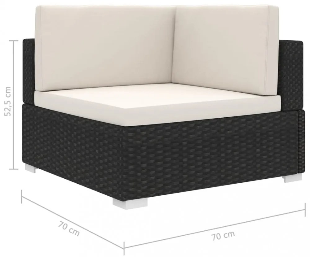 vidaXL 1 db fekete polyrattan moduláris sarokfotel párnákkal