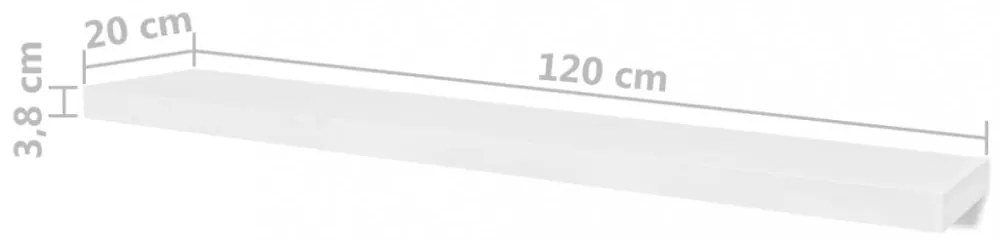4 db fehér fali polc 120 cm