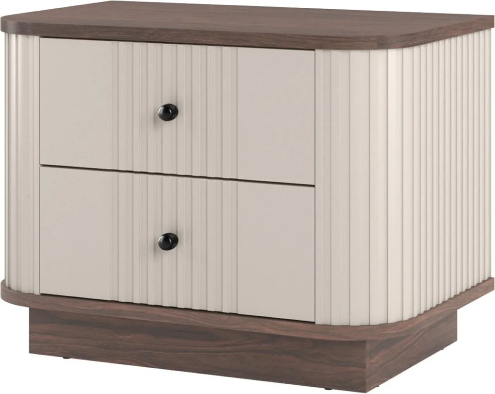 Vesper éjjeliszekrény készlet 2 db-os 56 cm - kasmír / dió / fekete fogantyúk