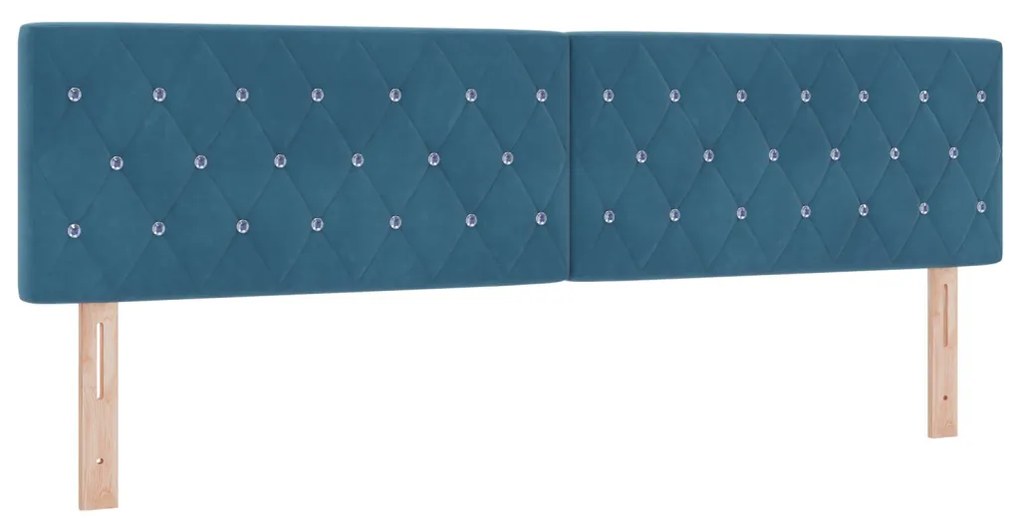 Boxspring Ágy Matrac LED-del Sötét Kék 180x200 cm Bársony