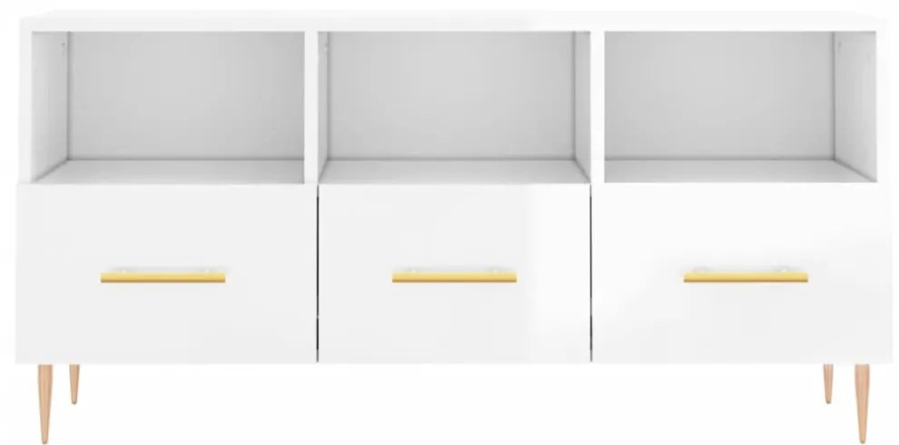 fehér magasfényű szerelt fa TV-szekrény 102x36x50 cm