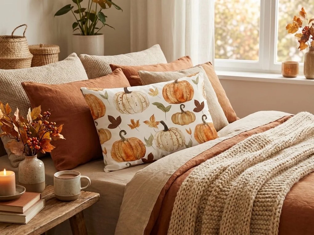 Flanel párnahuzat PUMPKINS & STRIPES 50x70 cm, színes kivitel