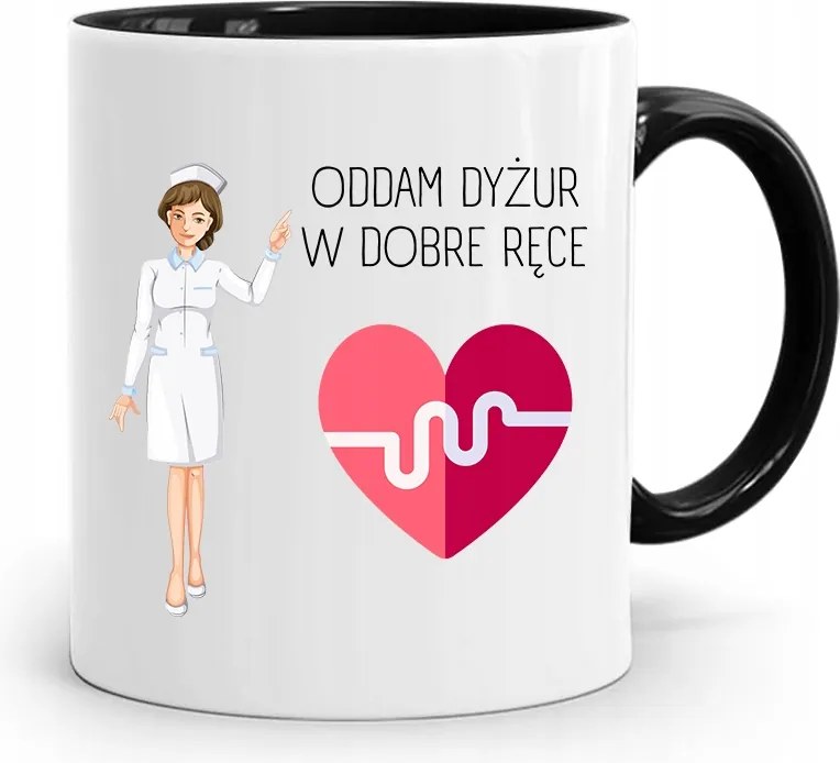 Fekete Bögre Ápolónőnek Jó Kezekben, fényképes nyomtatással