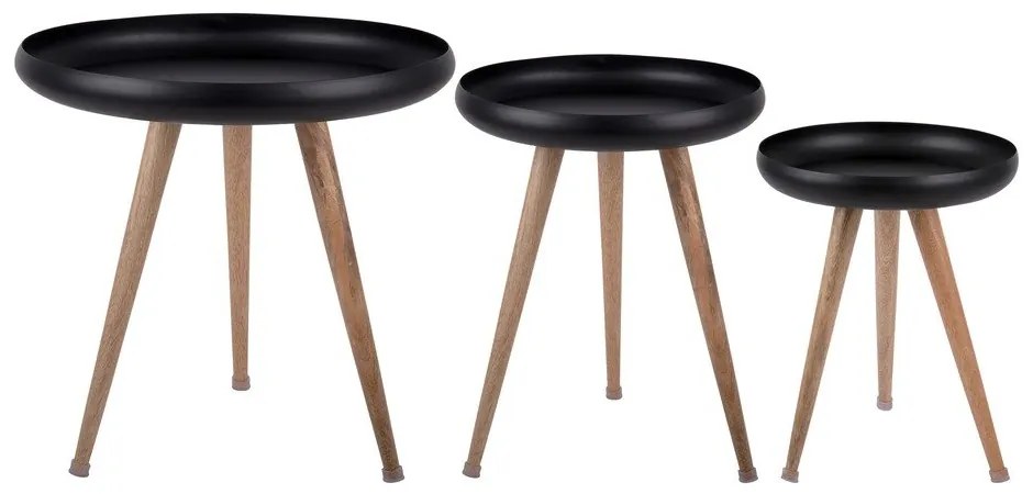 Fém kerek tárolóasztal szett 3 db-os Tripod – Leitmotiv