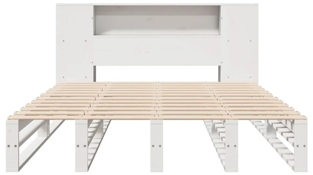 fehér tömör fa könyvespolcos ágy matrac nélkül 120 x 200 cm