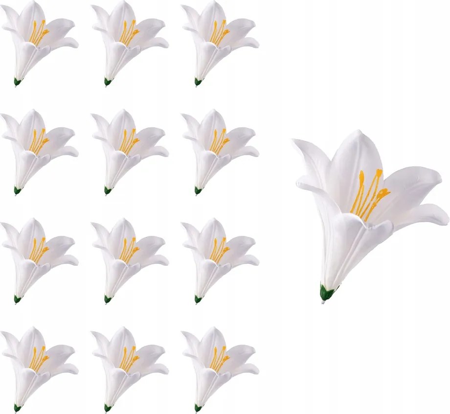 Liliom virágfej krémszínű művirág kompozíció 12 db