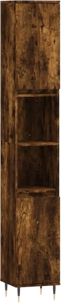 vidaXL füstös tölgy színű szerelt fa fürdőszobaszekrény 30x30x190 cm