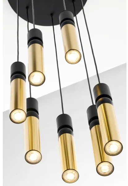 Jupiter 2018 - Csillár zsinóron ALAS 7xGU10/10W/230V arany/fekete