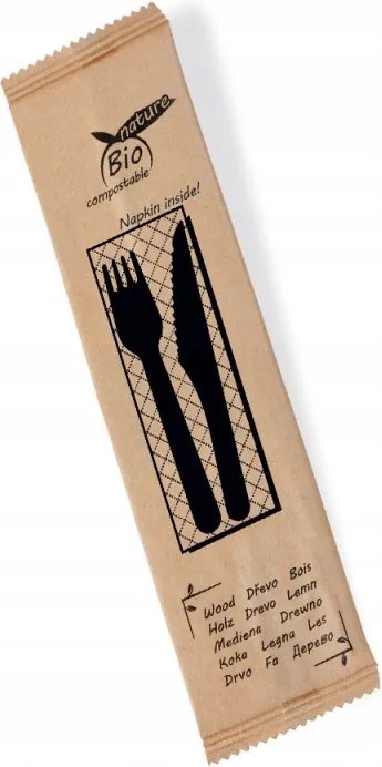 Eldobható evőeszköz készlet Eko fa x 60