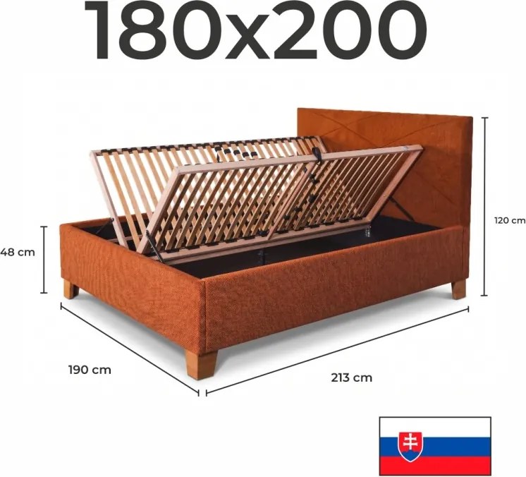 ZINNA kárpitozott ágy + lécváz + EMI matrac