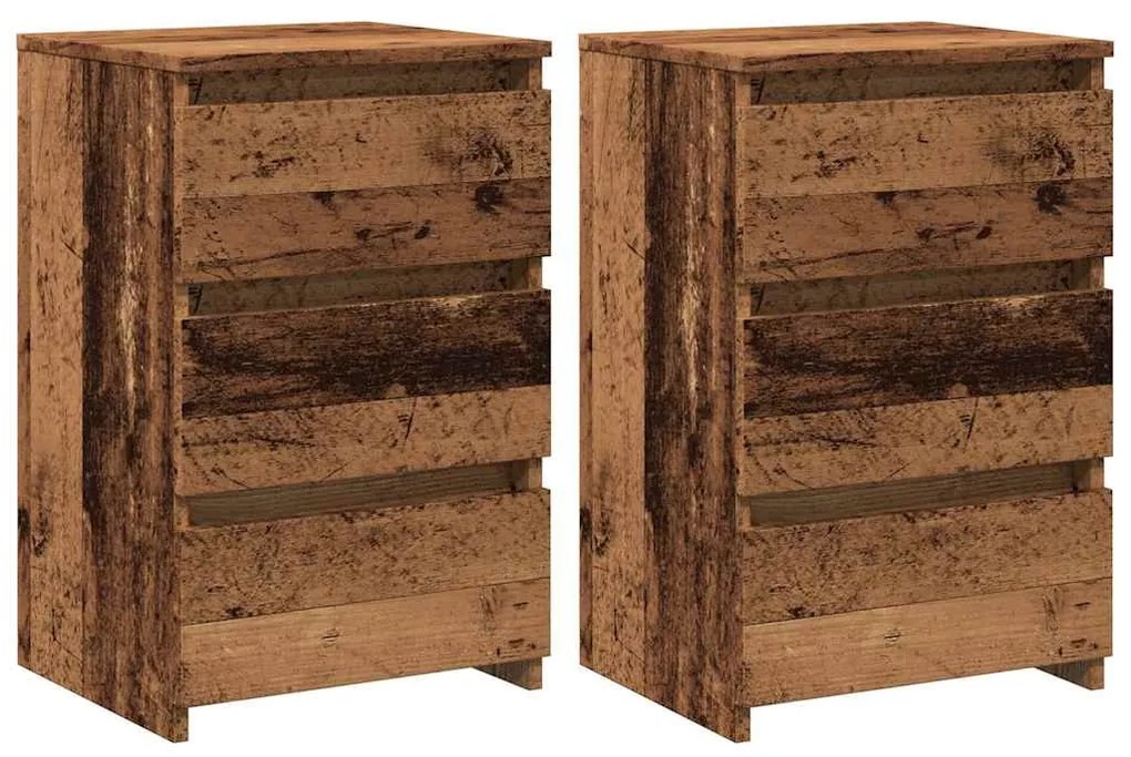 2 db antik fa színű szerelt fa éjjeliszekrény 40x35x62,5 cm
