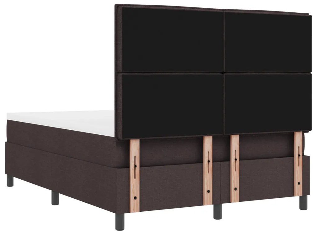 Rugós ágy matraccal és LED világítással, sötét barna - 140 x 190 cm szövet