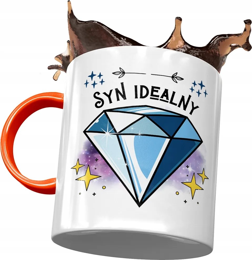 Narancssárga Bögre Fiának Ajándék Nyomtatott Fotóval