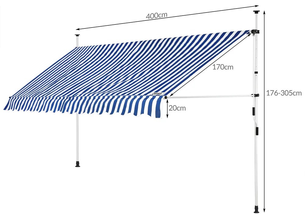 Detex® Kék-fehér napellenző - 400 cm