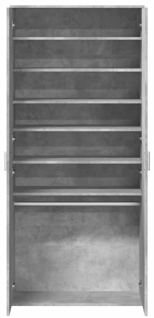 betonszürke szerelt fa cipősszekrény 80 x 39 x 178 cm