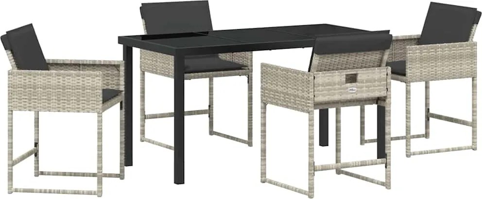 vidaXL Kert étkező szett 5 pcs Világosszürke polirattan