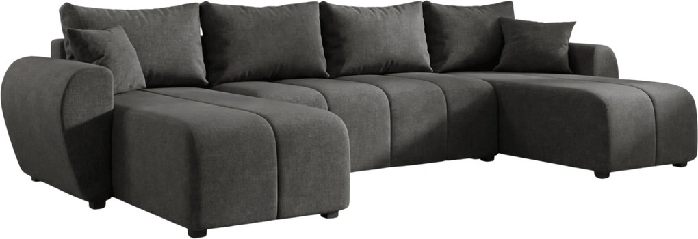 SEVIO U alakú kihúzható ülőgarnitúra, 311x145 cm, sötétszürke + 2 párna INGYEN