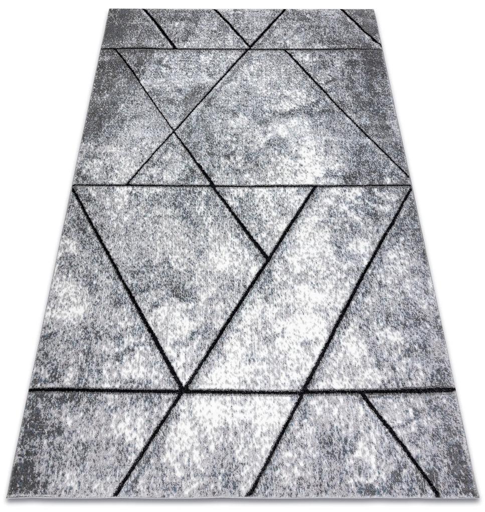 Modern COZY szőnyeg 8872 Wall, Geometriai, háromszögek - Structural két szintű gyapjú szürke / kék