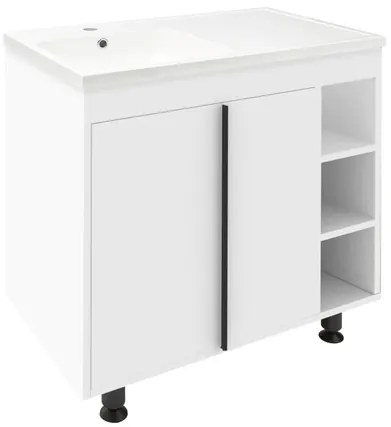 Naturel Lucca Fürdőszobaszekrény mosdóval 79x70x45 cm fehér fényes LUCCA80W