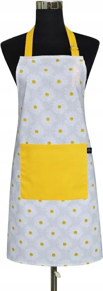 Konyhai kötény 60x75 Daisy szürke sárga virágos pamut