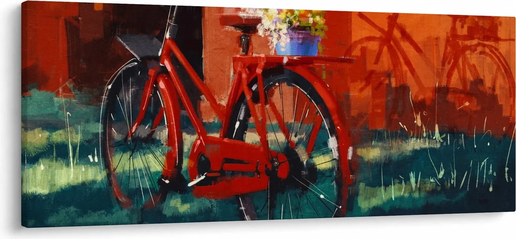 Piros kerék képe, akril festés (120x50 cm)