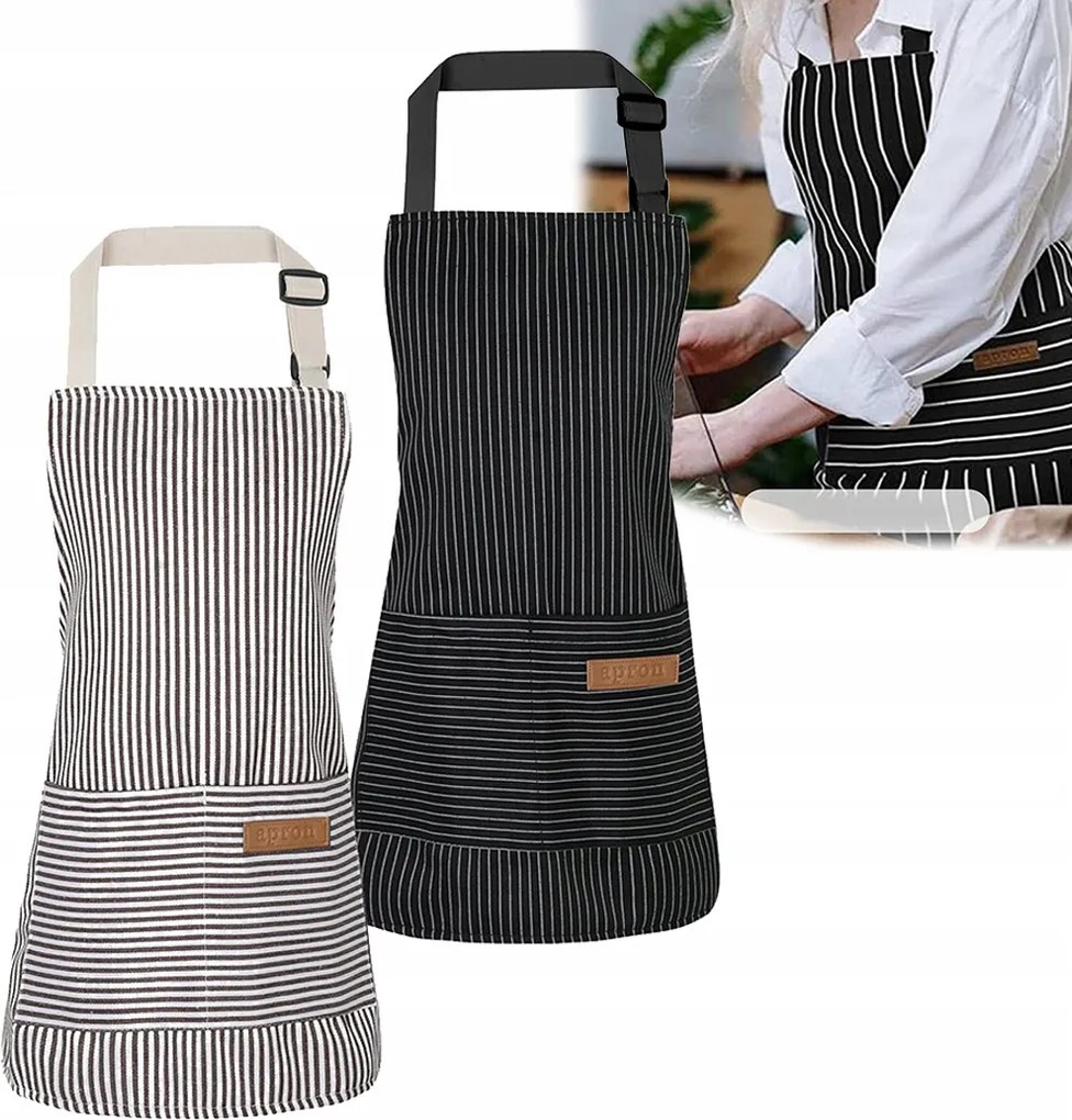 2 db-os Konyhai Kötény Szett Fekete Gasztronómia Zseb