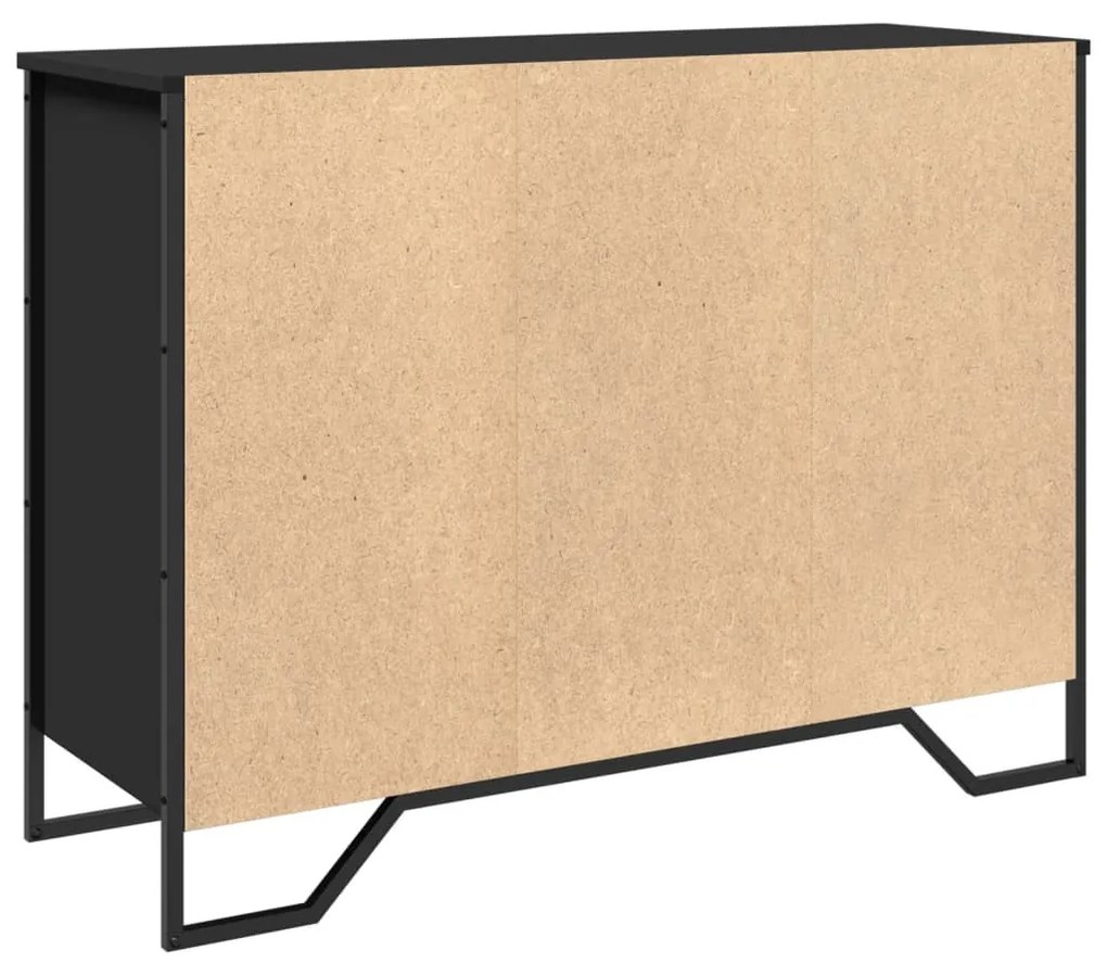 fekete szerelt fa tálalószekrény 101 x 35,5 x 74,5 cm