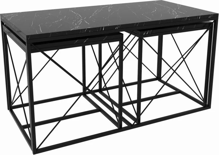 Defne dohányzóasztal, fekete márvány, 100 cm