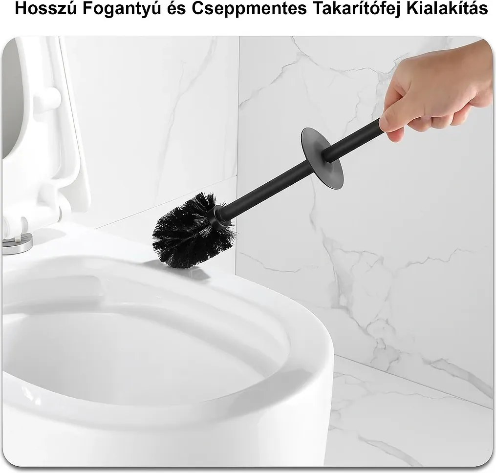 Viva NERO WC-kefe tartó - hengeres - MATT FEKETE - fürdőszobai kiegészítő