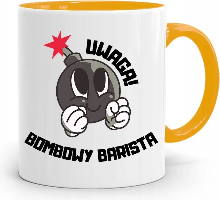 Barista Kávézó Bögre Sárga Ajándék fényképes nyomtatással