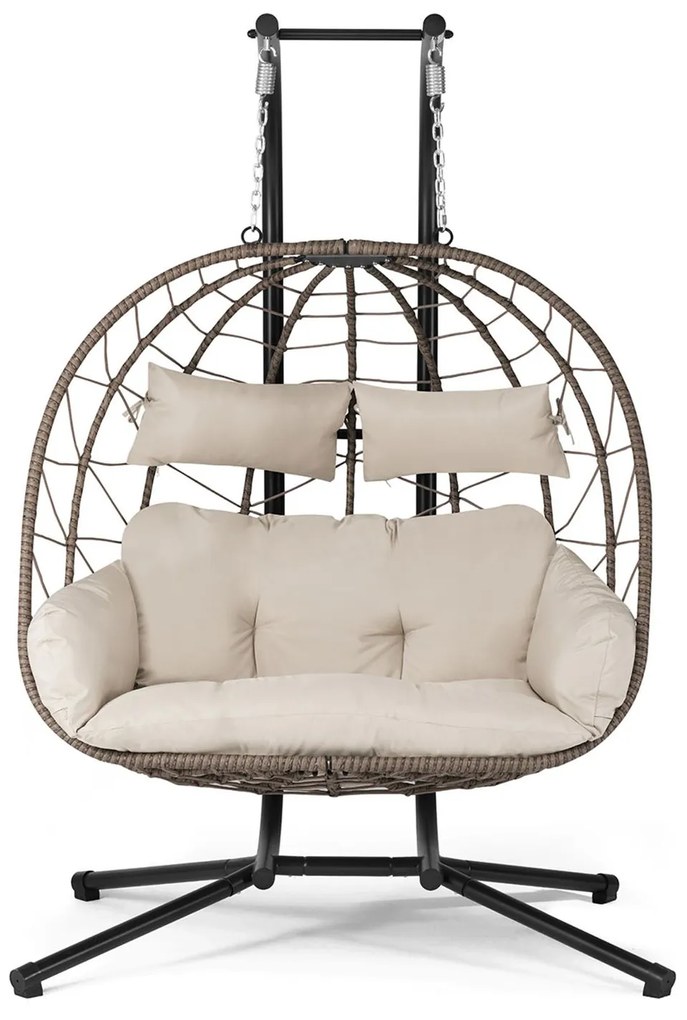 Juskys Rattan függő kétszemélyes fotel Aria - bézs