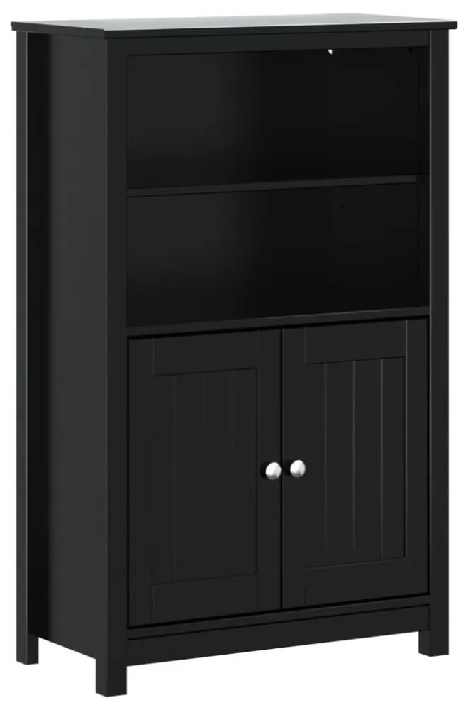BERG fekete tömör fenyőfa fürdőszobaszekrény 69,5 x 34 x 110 cm