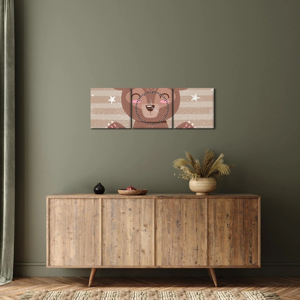 Kép - szerető mackó (órával) (90x30 cm)