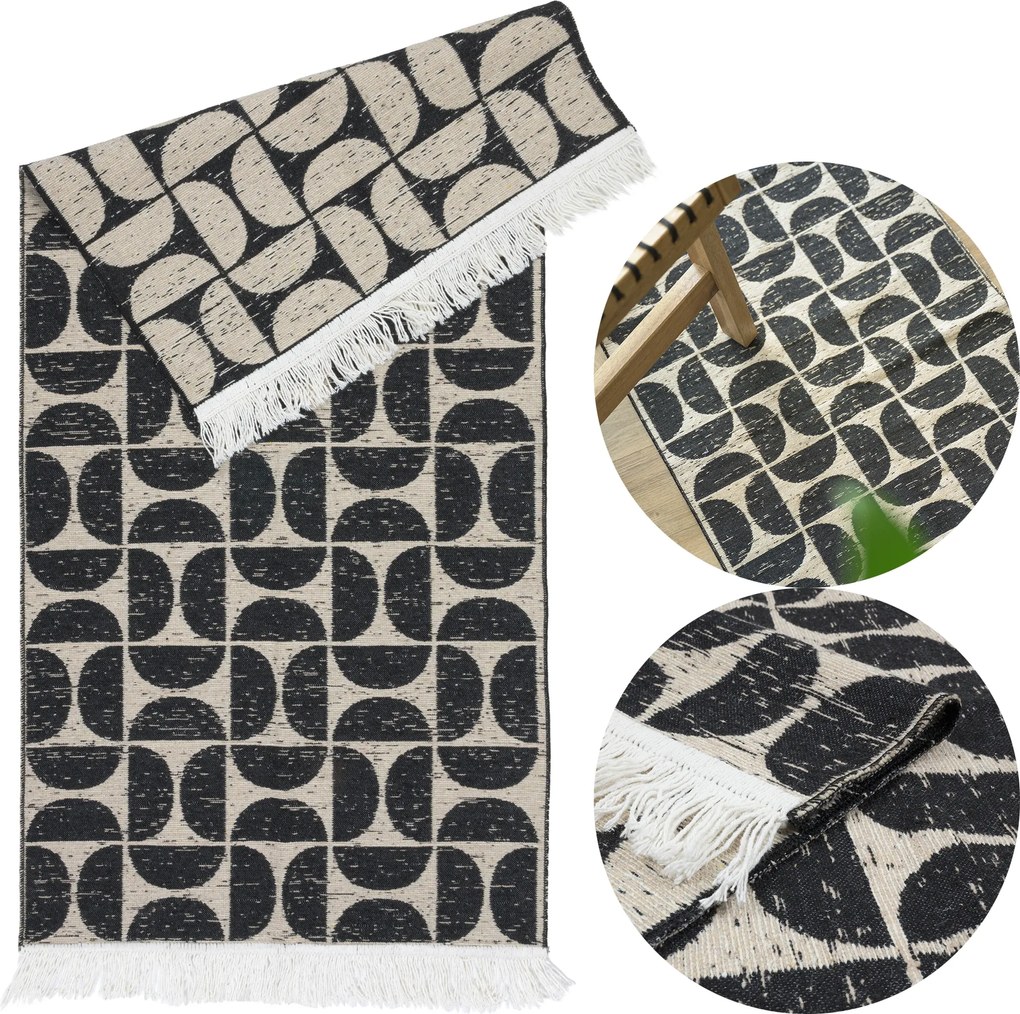 Kilim Kétszínű Szőnyeg Divatos Mintával Modern Szőnyegfutó Bojtos Széllel 60x120CM