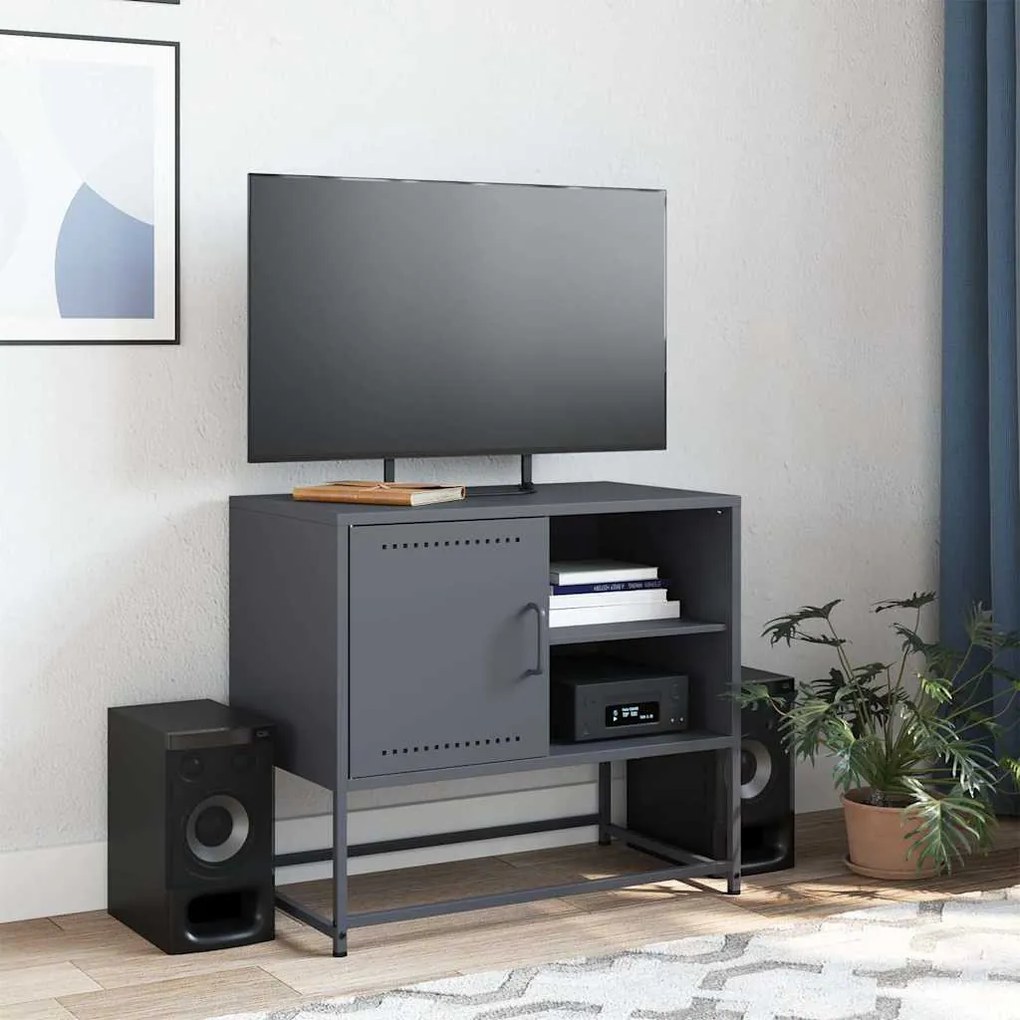 antracitszürke acél TV-szekrény 68 x 39 x 60,5 cm