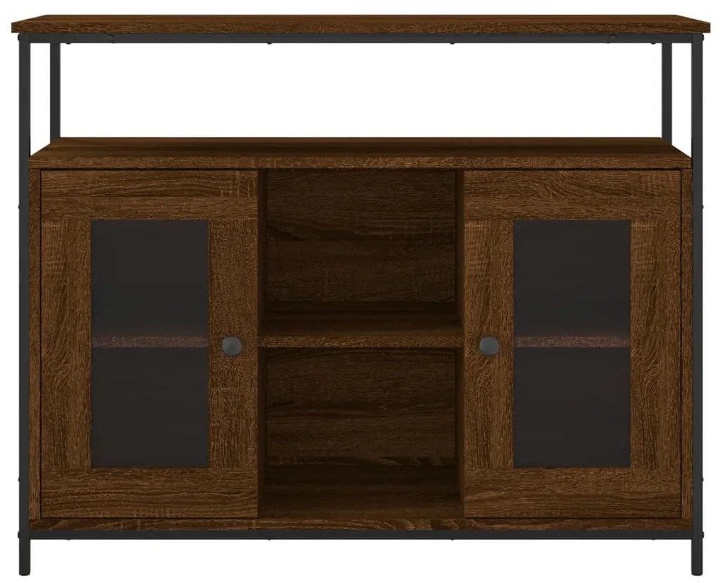 barna tölgy színű szerelt fa tálalószekrény 100 x 35 x 80 cm