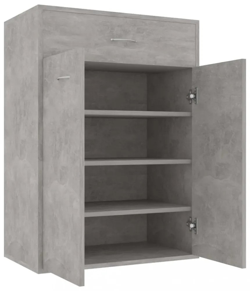 betonszürke szerelt fa cipősszekrény 60 x 35 x 84 cm