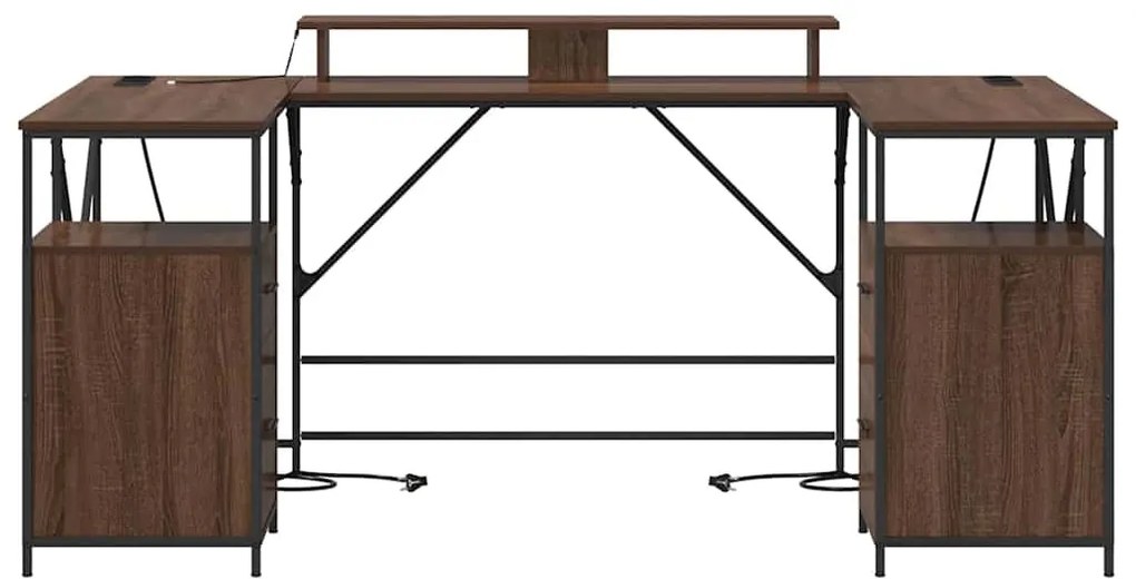 Asztal fiókkal barna tölgy 182 x 101 x 87.5 cm Faanyag