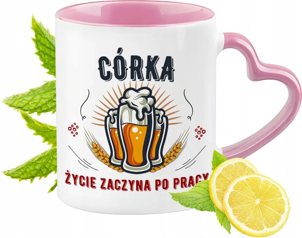 Lány Bögre Rózsaszín Szív Alakú Füllel Kávé Ajándék