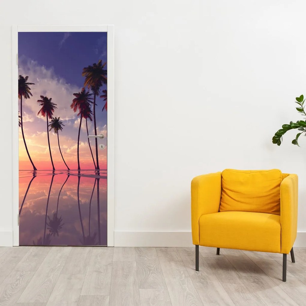 Fotótapéta ajtóra - Pálmafák a felszínen (95x205cm)